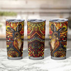 Kangaroo At Night Art Tumbler Cup Aboriginal Dot Painting