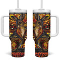 Kangaroo At Night Art Tumbler With Handle Aboriginal Dot Painting