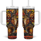 Kangaroo At Night Art Tumbler With Handle Aboriginal Dot Painting