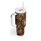 Kangaroo At Night Art Tumbler With Handle Aboriginal Dot Painting