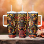 Kangaroo At Night Art Tumbler With Handle Aboriginal Dot Painting