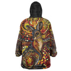Kangaroo At Night Art Wearable Blanket Hoodie Aboriginal Dot Painting