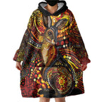 Kangaroo At Night Art Wearable Blanket Hoodie Aboriginal Dot Painting