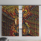 Kangaroo At Night Art Window Curtain Aboriginal Dot Painting