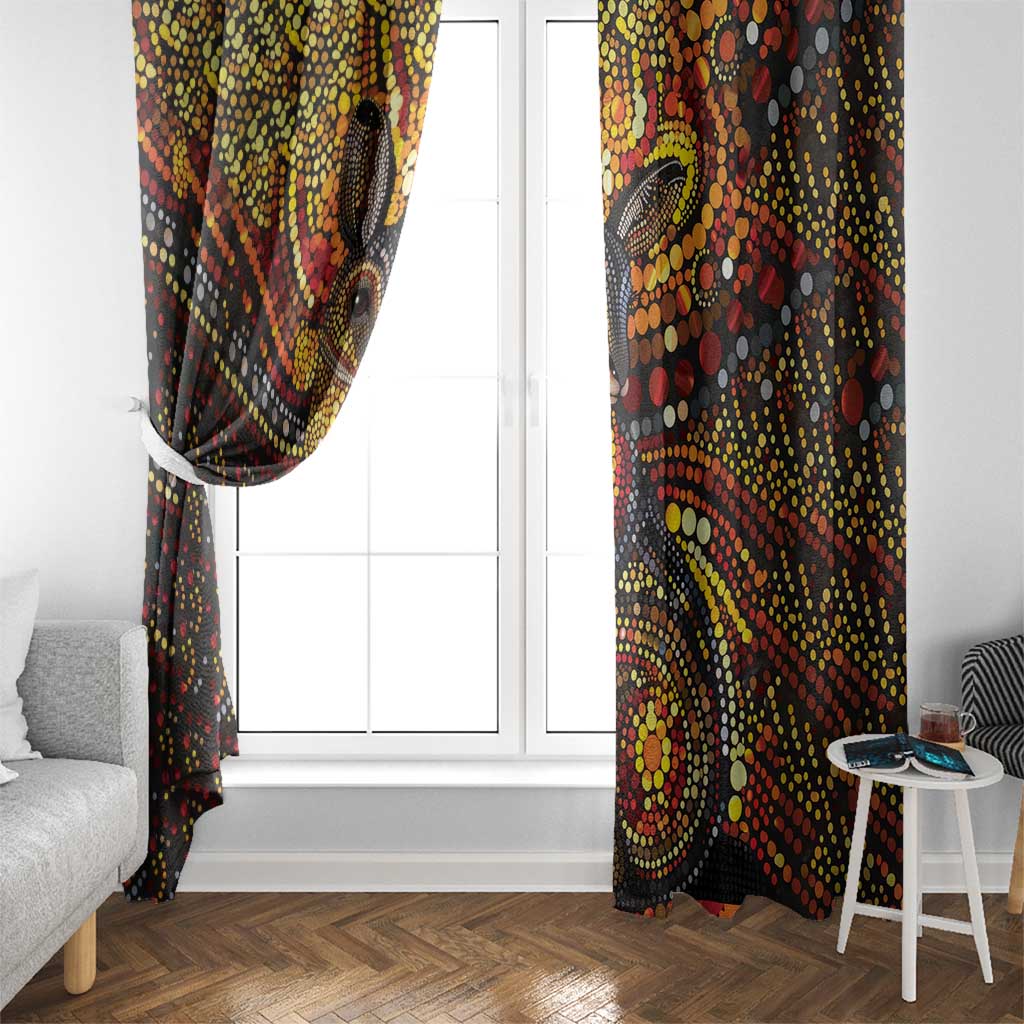Kangaroo At Night Art Window Curtain Aboriginal Dot Painting