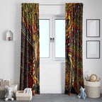 Kangaroo At Night Art Window Curtain Aboriginal Dot Painting