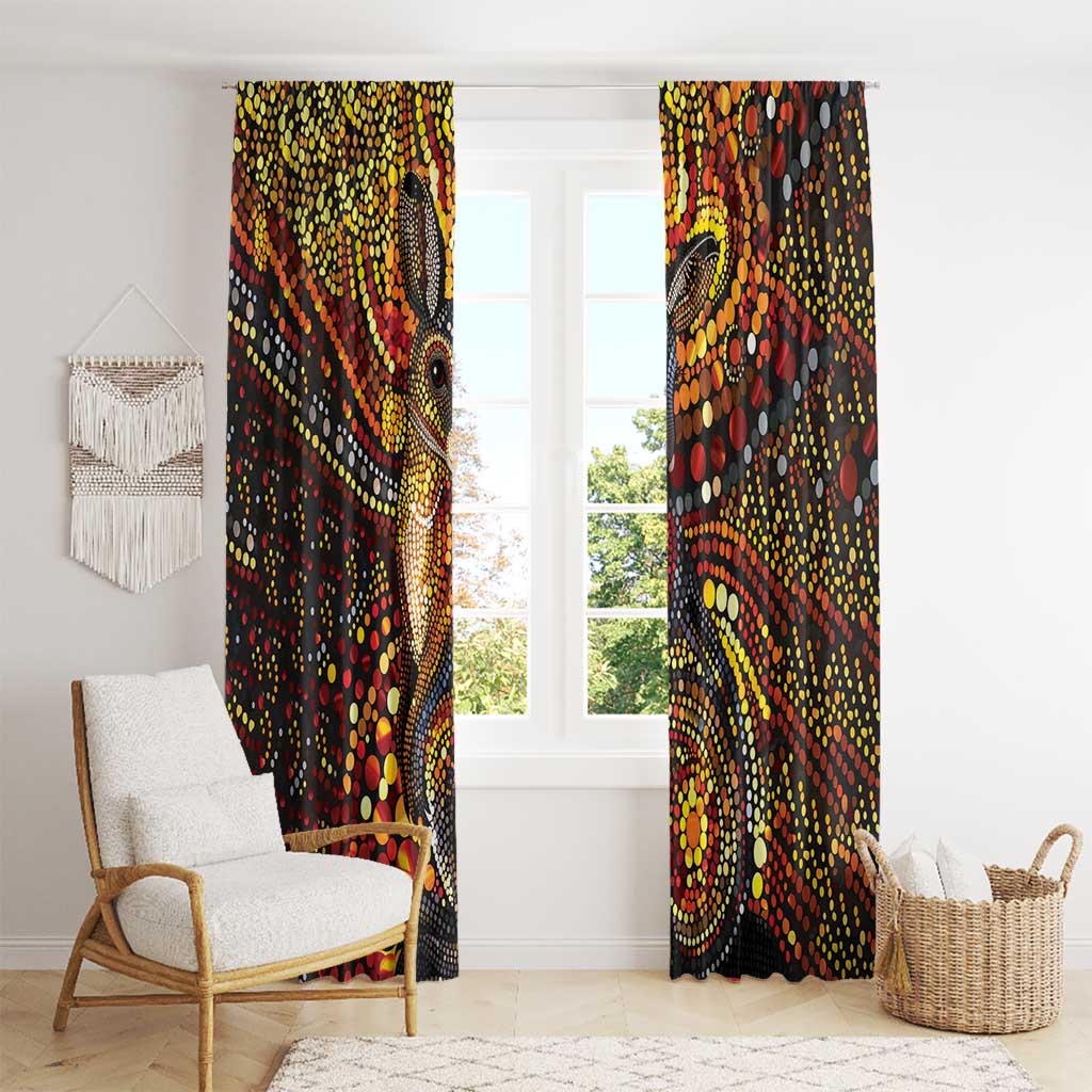 Kangaroo At Night Art Window Curtain Aboriginal Dot Painting