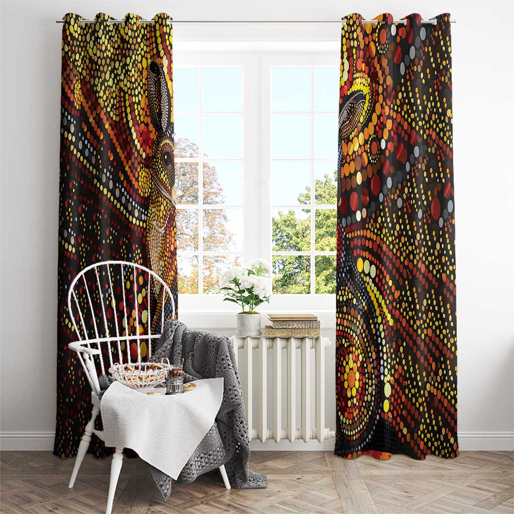 Kangaroo At Night Art Window Curtain Aboriginal Dot Painting