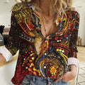 Kangaroo At Night Art Women Casual Shirt Aboriginal Dot Painting