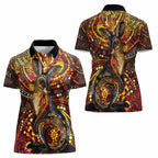 Kangaroo At Night Art Women Polo Shirt Aboriginal Dot Painting