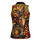 Kangaroo At Night Art Women Sleeveless Polo Shirt Aboriginal Dot Painting