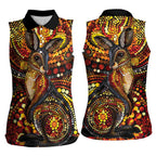 Kangaroo At Night Art Women Sleeveless Polo Shirt Aboriginal Dot Painting