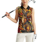 Kangaroo At Night Art Women Sleeveless Polo Shirt Aboriginal Dot Painting
