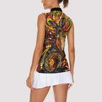 Kangaroo At Night Art Women Sleeveless Polo Shirt Aboriginal Dot Painting
