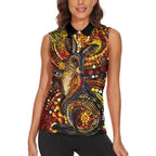Kangaroo At Night Art Women Sleeveless Polo Shirt Aboriginal Dot Painting