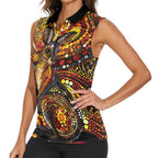 Kangaroo At Night Art Women Sleeveless Polo Shirt Aboriginal Dot Painting