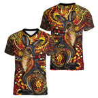 Kangaroo At Night Art Women V-Neck T-Shirt Aboriginal Dot Painting