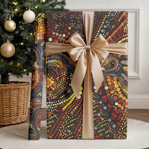 Kangaroo At Night Art Wrapping Paper Aboriginal Dot Painting - Aussie Hoodie