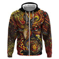 Kangaroo At Night Art Zip Hoodie Aboriginal Dot Painting