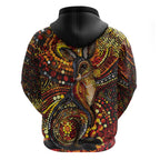 Kangaroo At Night Art Zip Hoodie Aboriginal Dot Painting