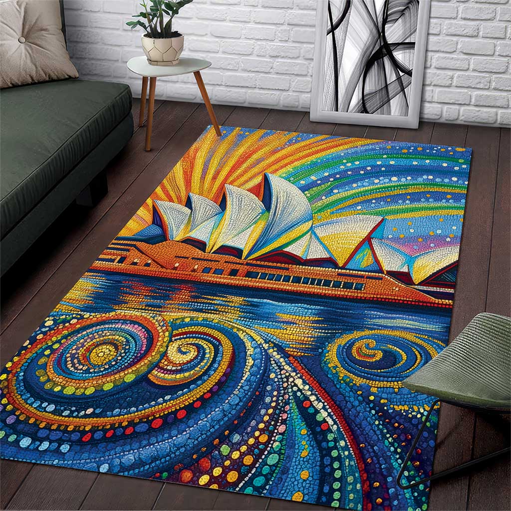 Sydney Opera House Area Rug Aboriginal Dot Painting