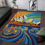 Sydney Opera House Area Rug Aboriginal Dot Painting