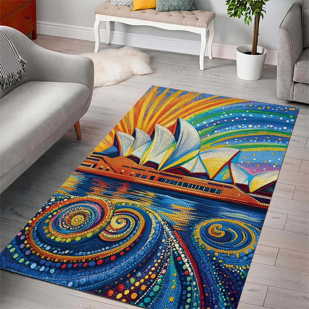 Sydney Opera House Area Rug Aboriginal Dot Painting