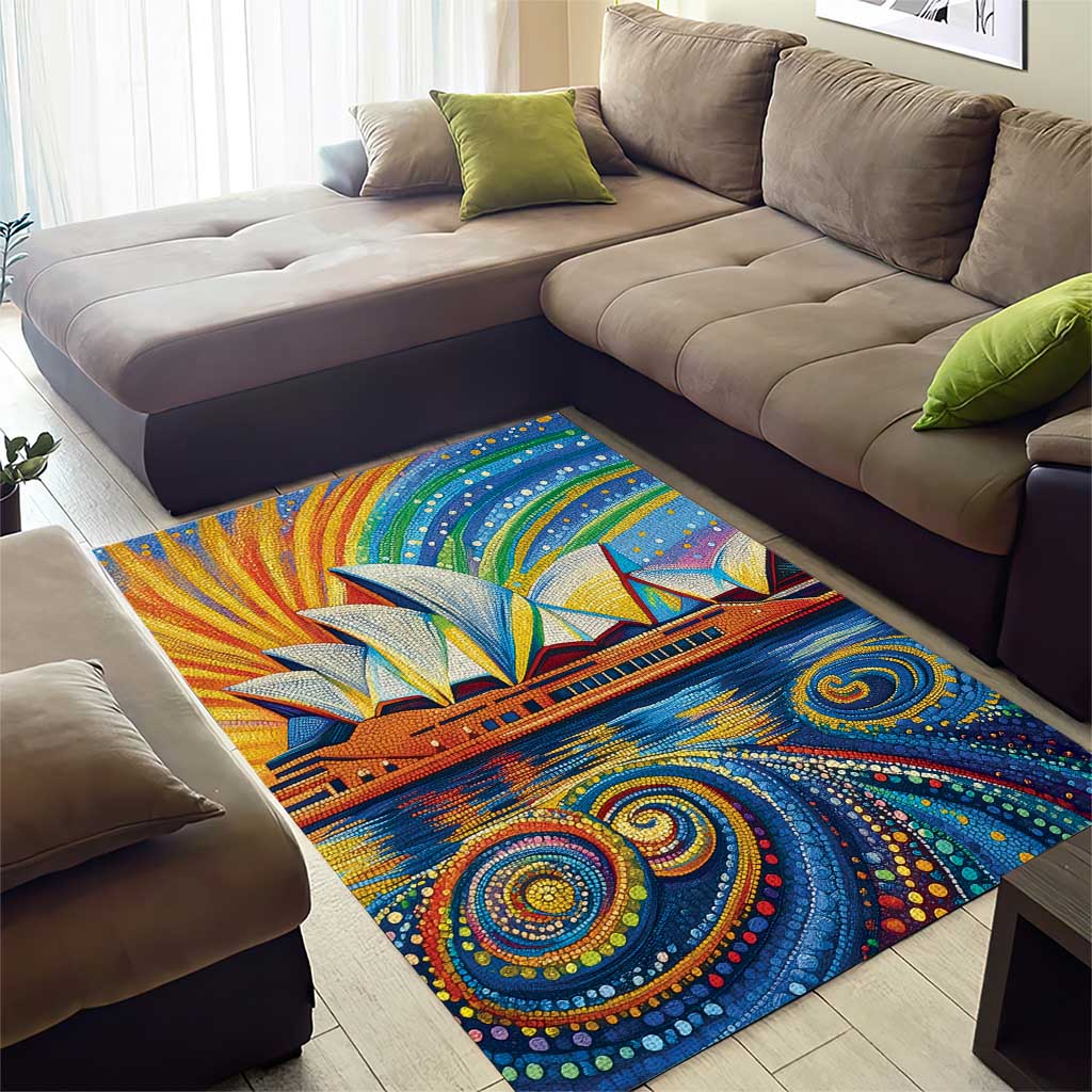 Sydney Opera House Area Rug Aboriginal Dot Painting