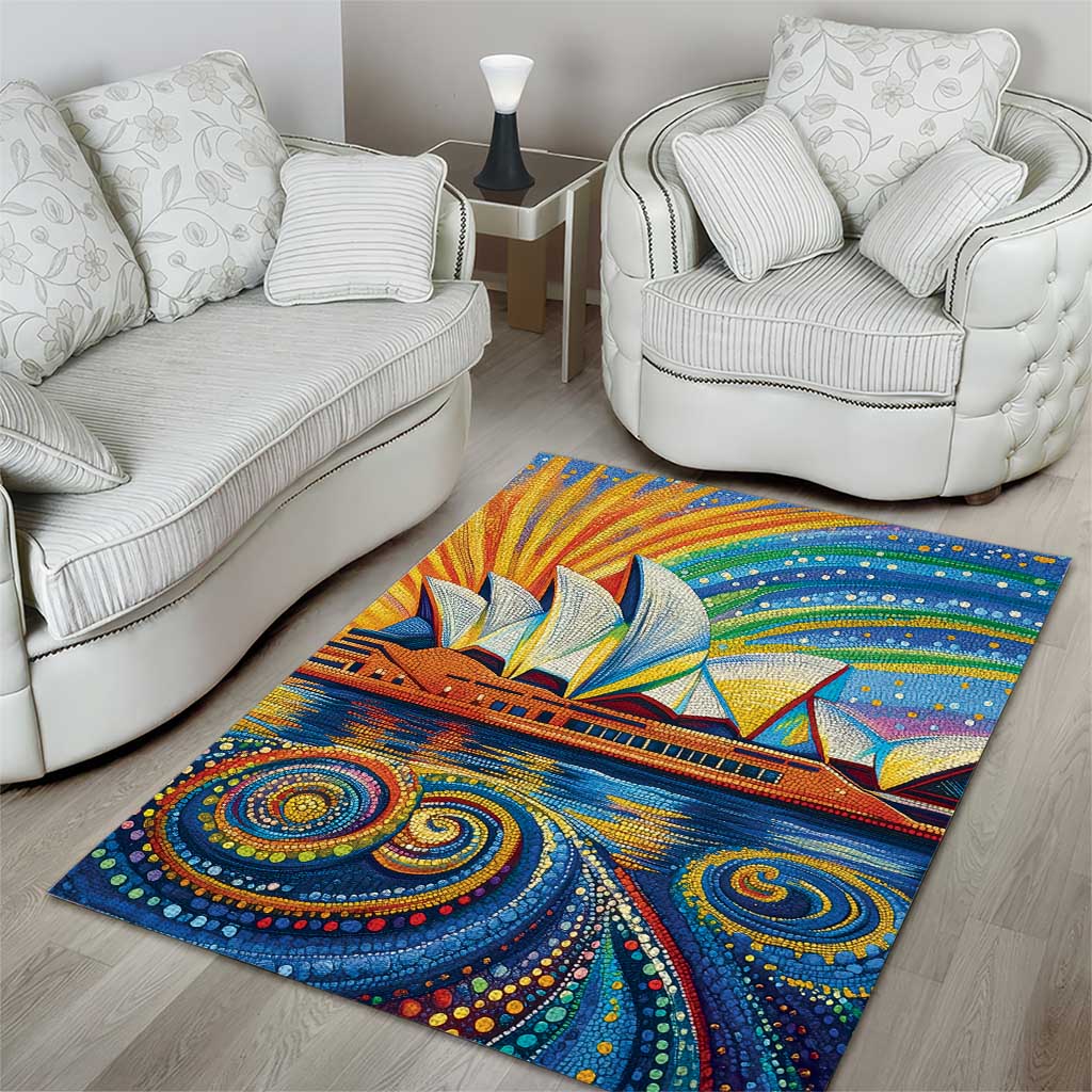 Sydney Opera House Area Rug Aboriginal Dot Painting