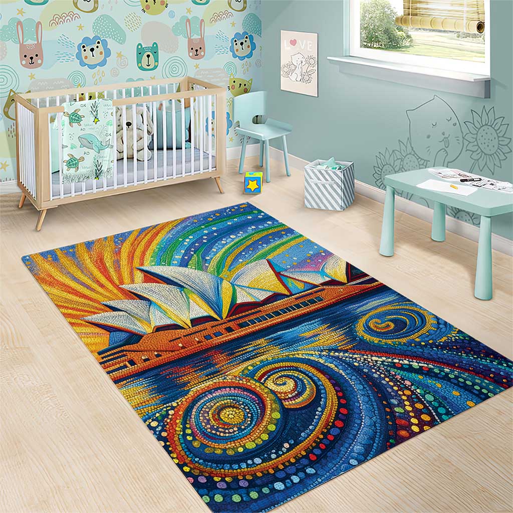 Sydney Opera House Area Rug Aboriginal Dot Painting