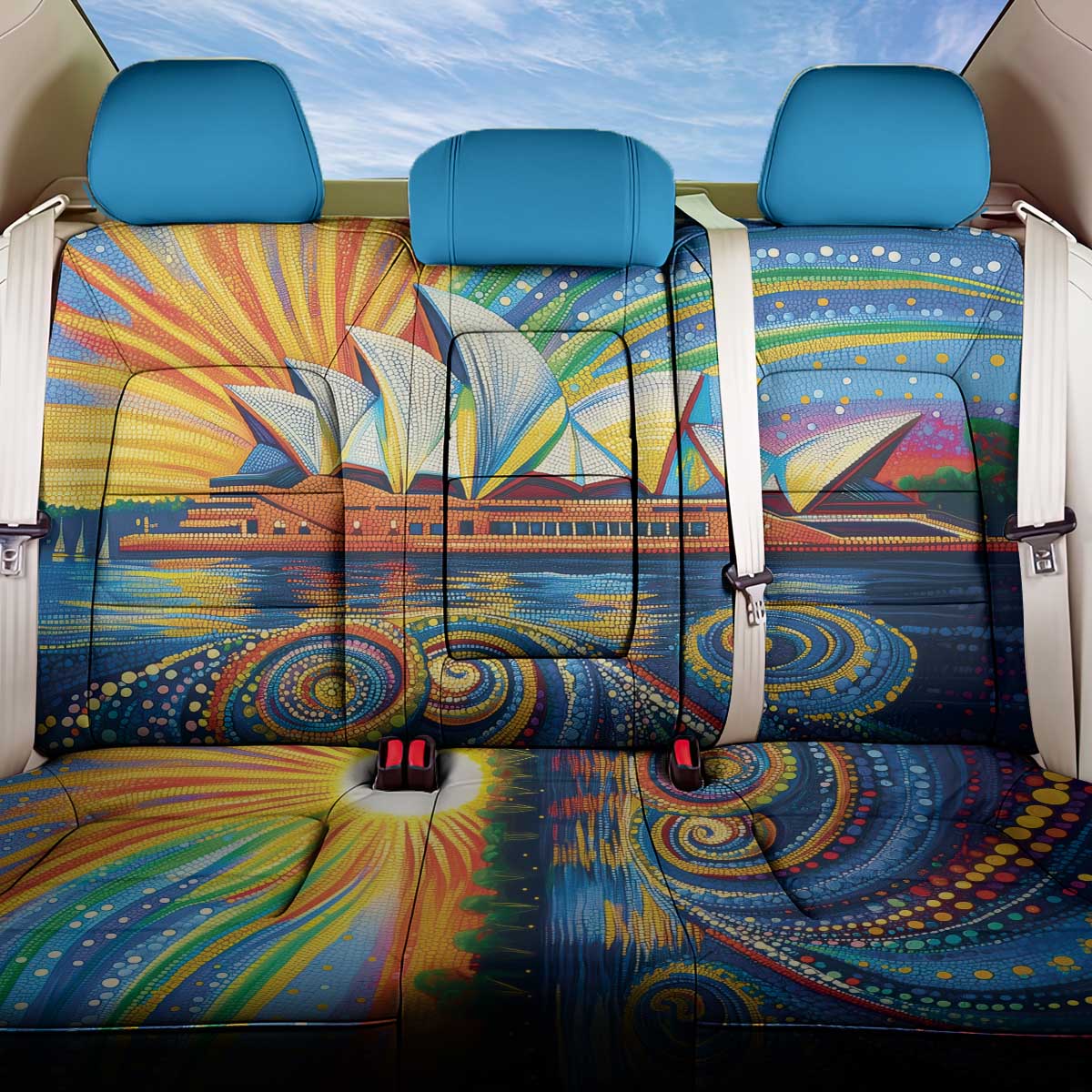 Sydney Opera House Back Car Seat Cover Aboriginal Dot Painting