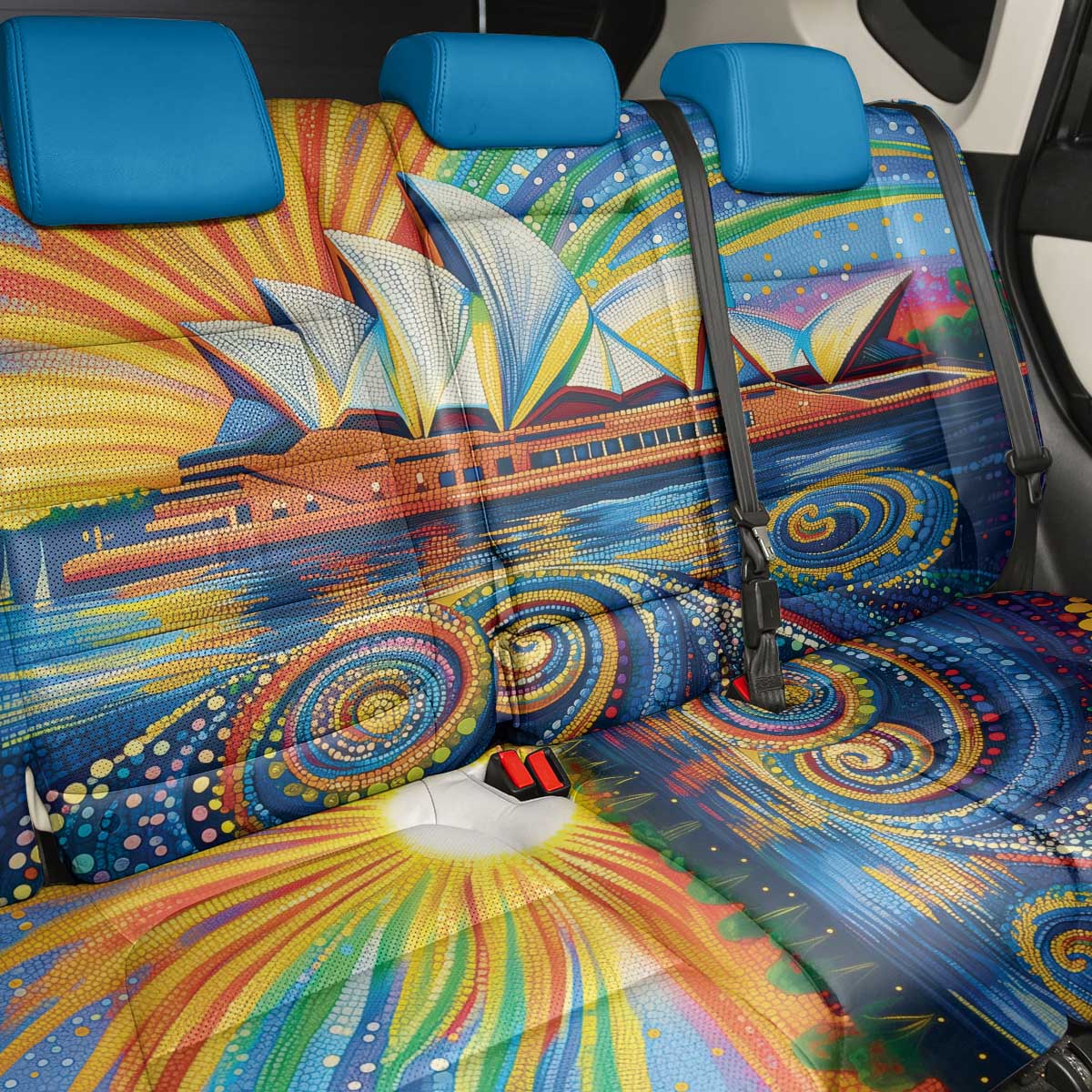 Sydney Opera House Back Car Seat Cover Aboriginal Dot Painting