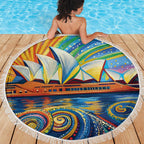 Sydney Opera House Beach Blanket Aboriginal Dot Painting