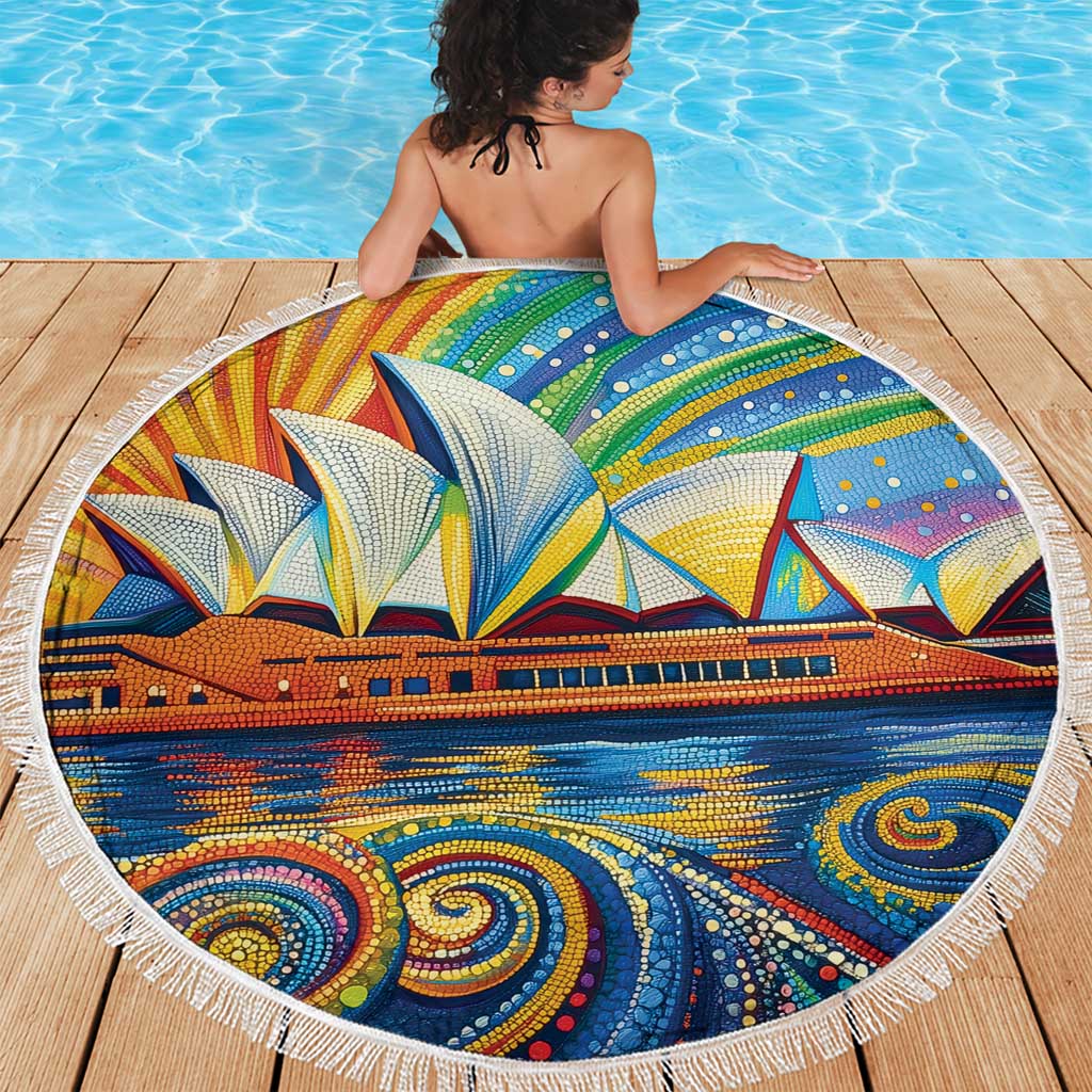 Sydney Opera House Beach Blanket Aboriginal Dot Painting