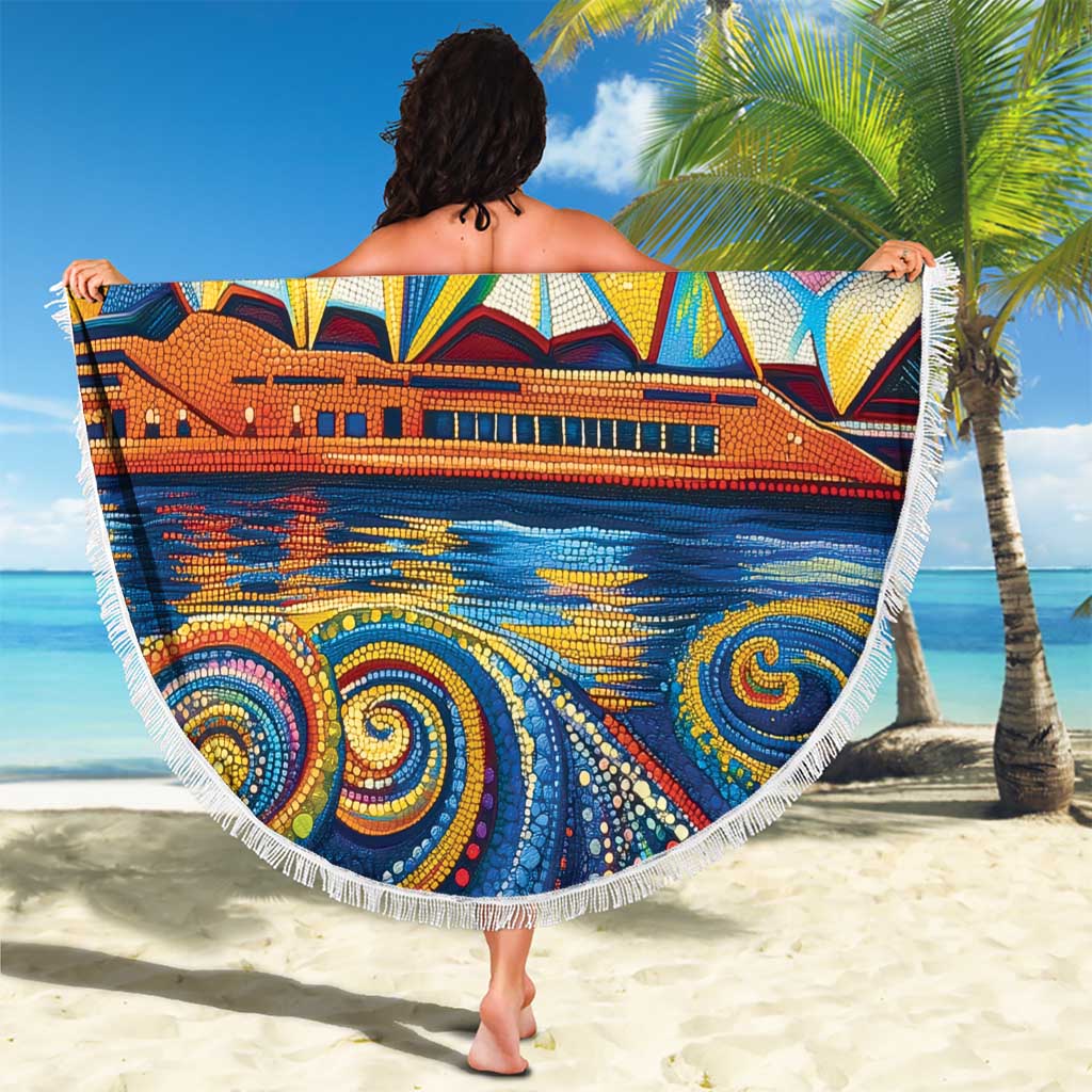 Sydney Opera House Beach Blanket Aboriginal Dot Painting