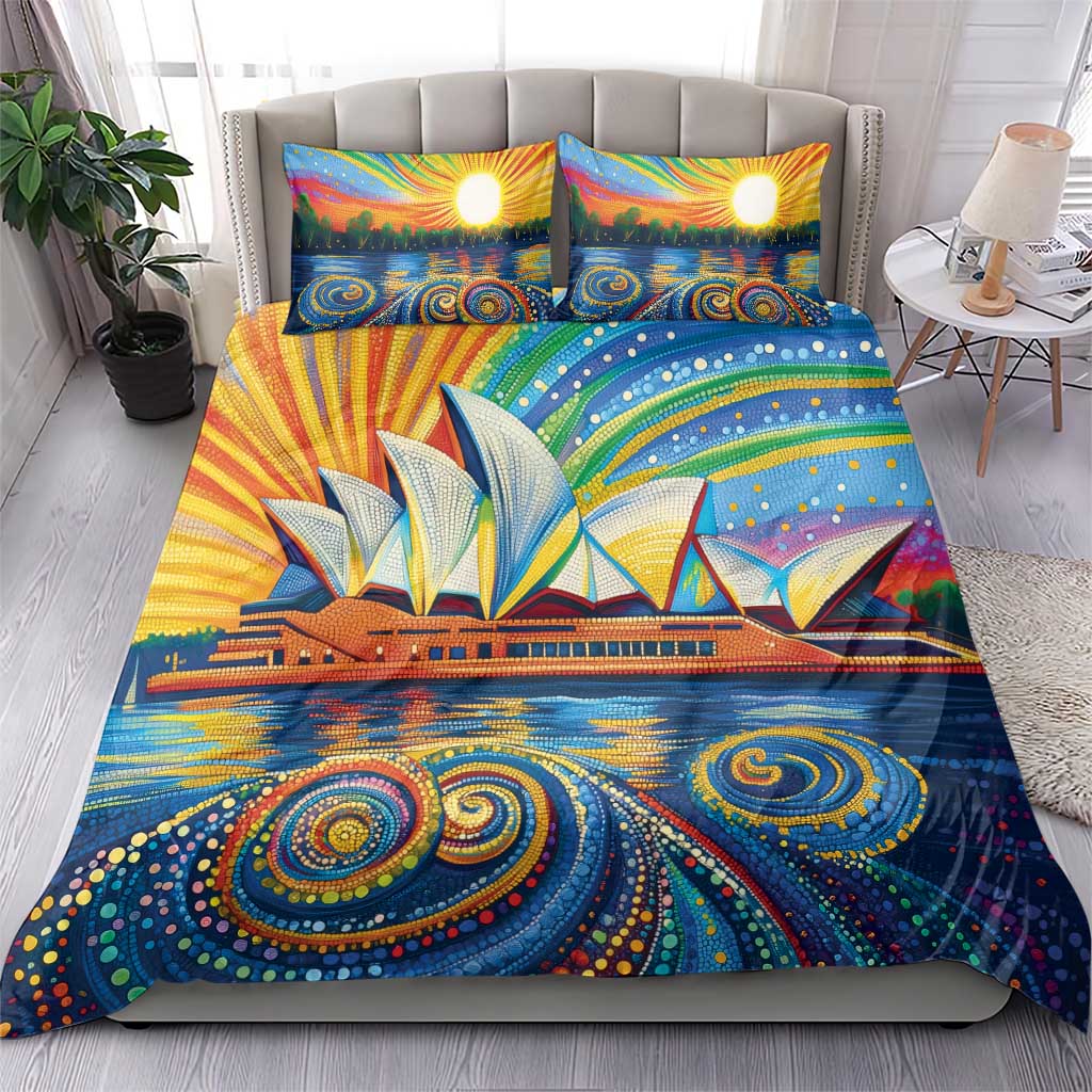 Sydney Opera House Bedding Set Aboriginal Dot Painting