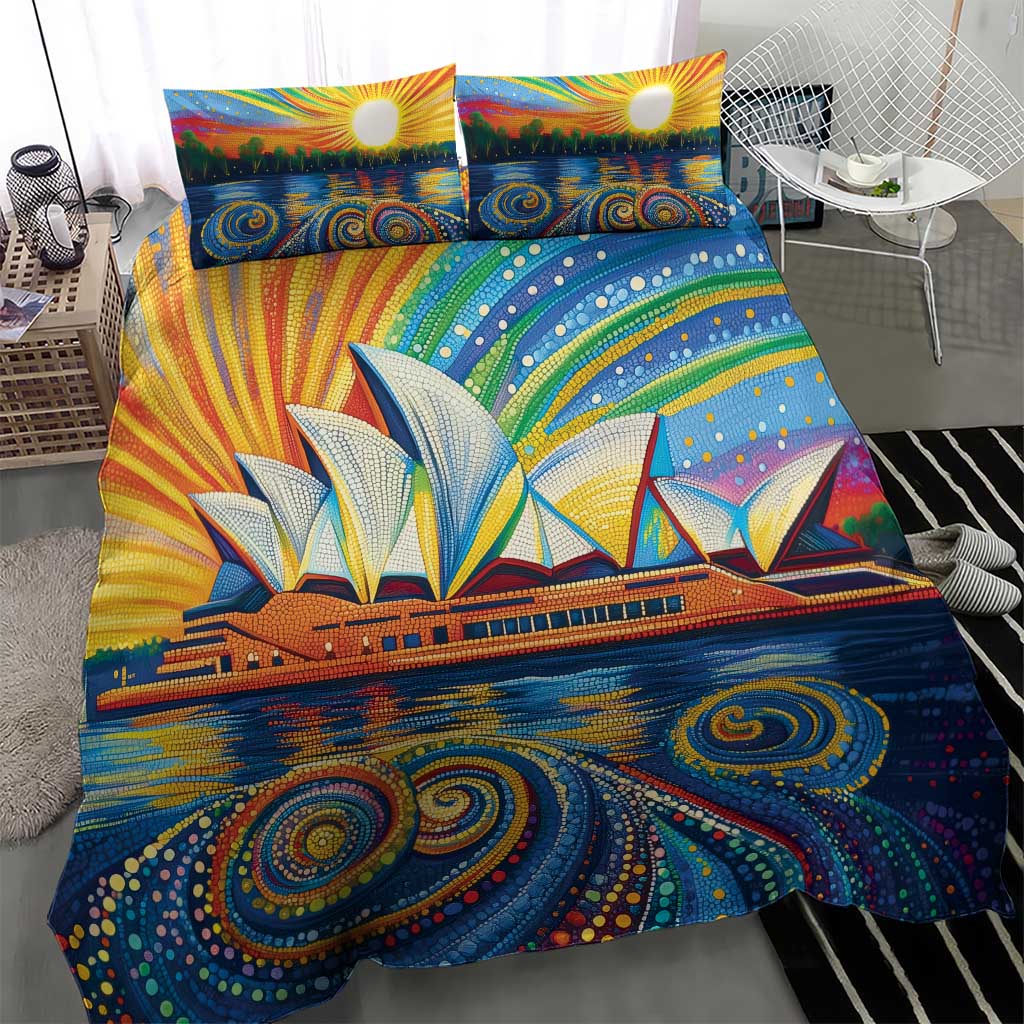 Sydney Opera House Bedding Set Aboriginal Dot Painting