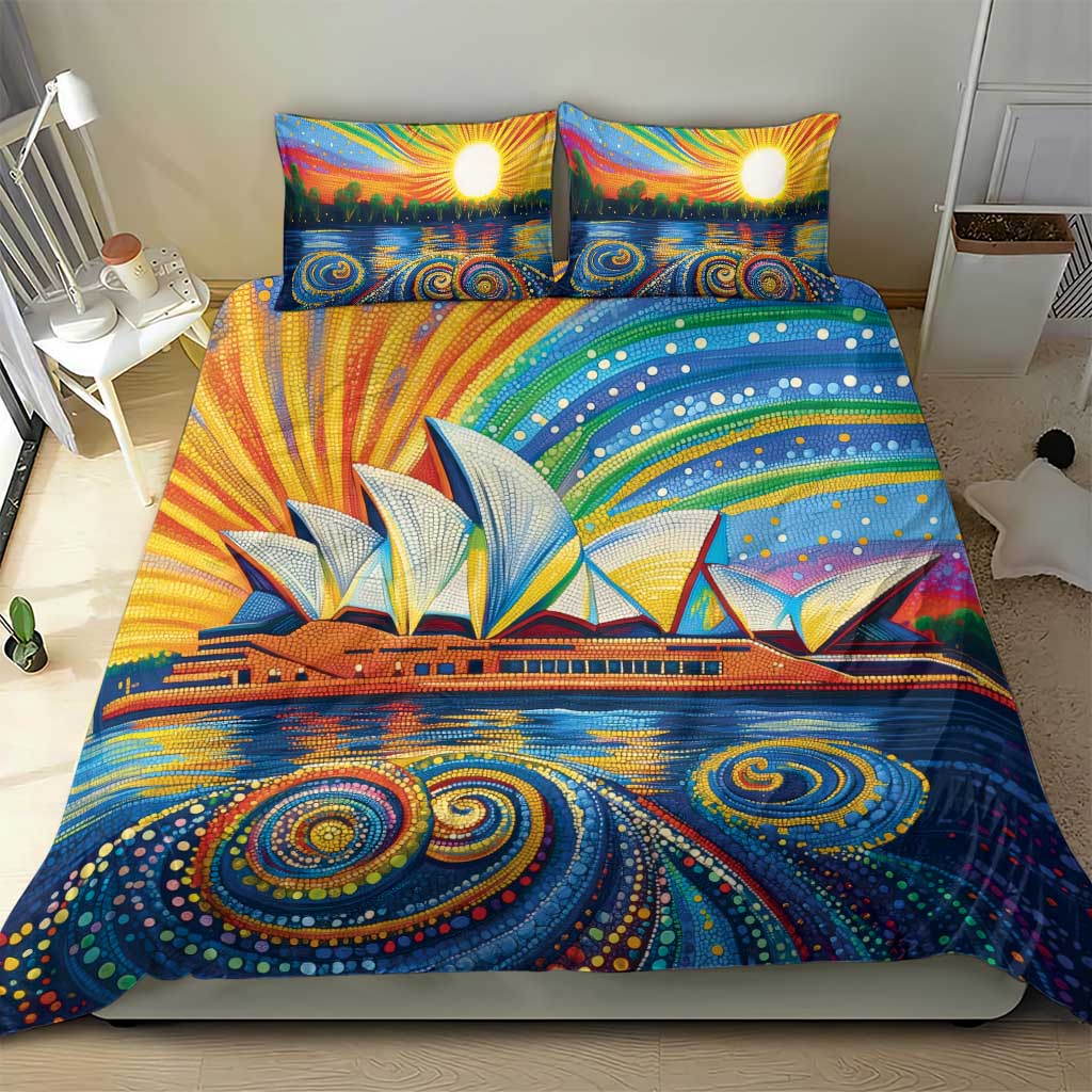 Sydney Opera House Bedding Set Aboriginal Dot Painting