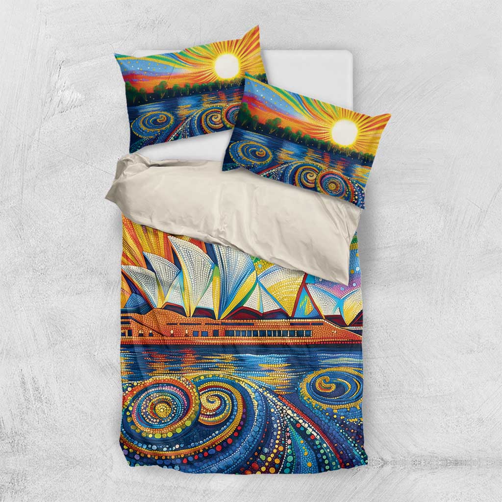 Sydney Opera House Bedding Set Aboriginal Dot Painting