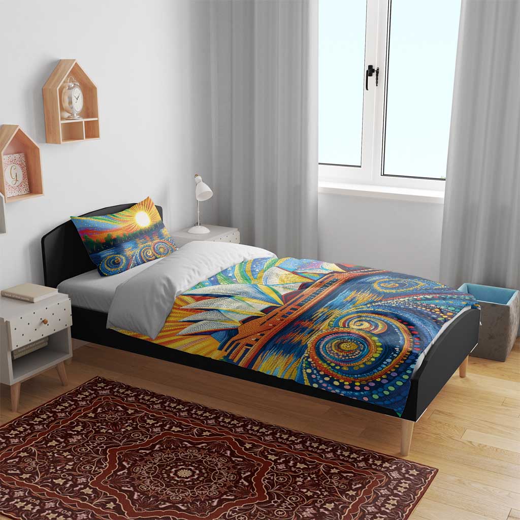 Sydney Opera House Bedding Set Aboriginal Dot Painting
