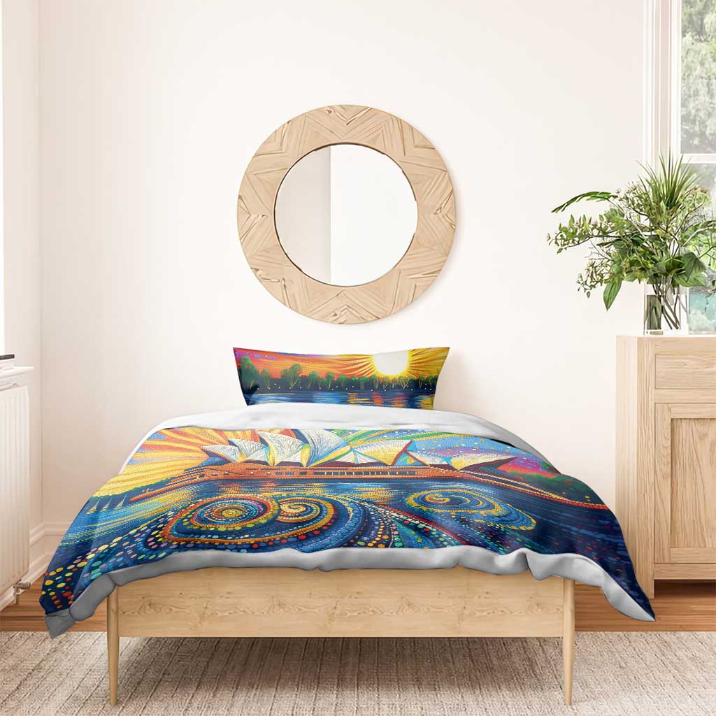 Sydney Opera House Bedding Set Aboriginal Dot Painting