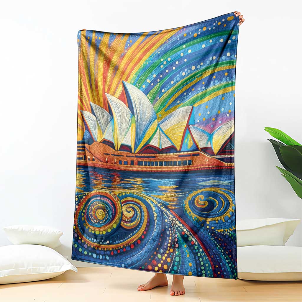 Sydney Opera House Blanket Aboriginal Dot Painting