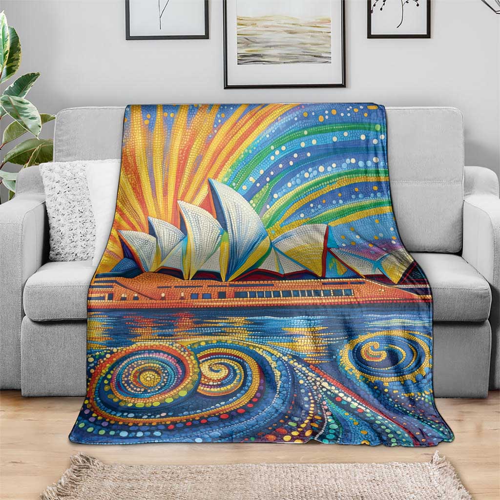 Sydney Opera House Blanket Aboriginal Dot Painting