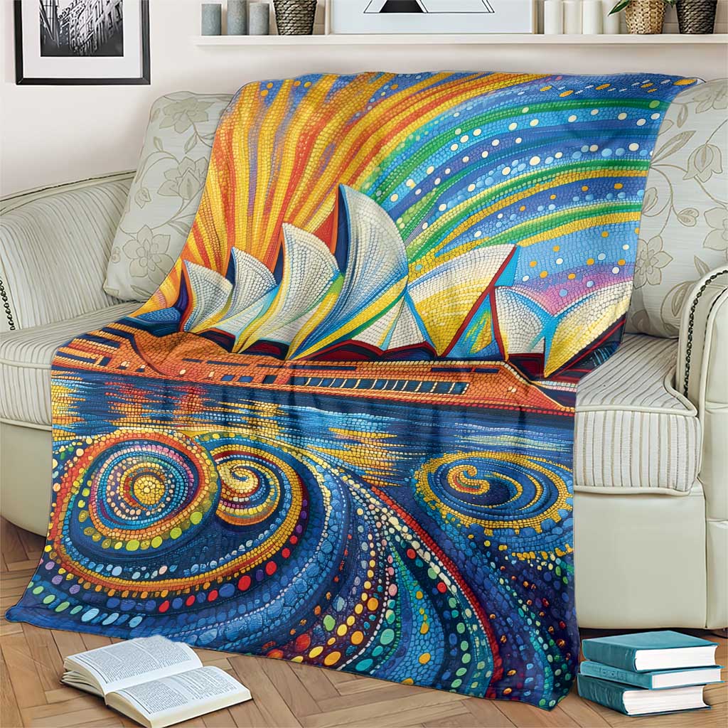 Sydney Opera House Blanket Aboriginal Dot Painting