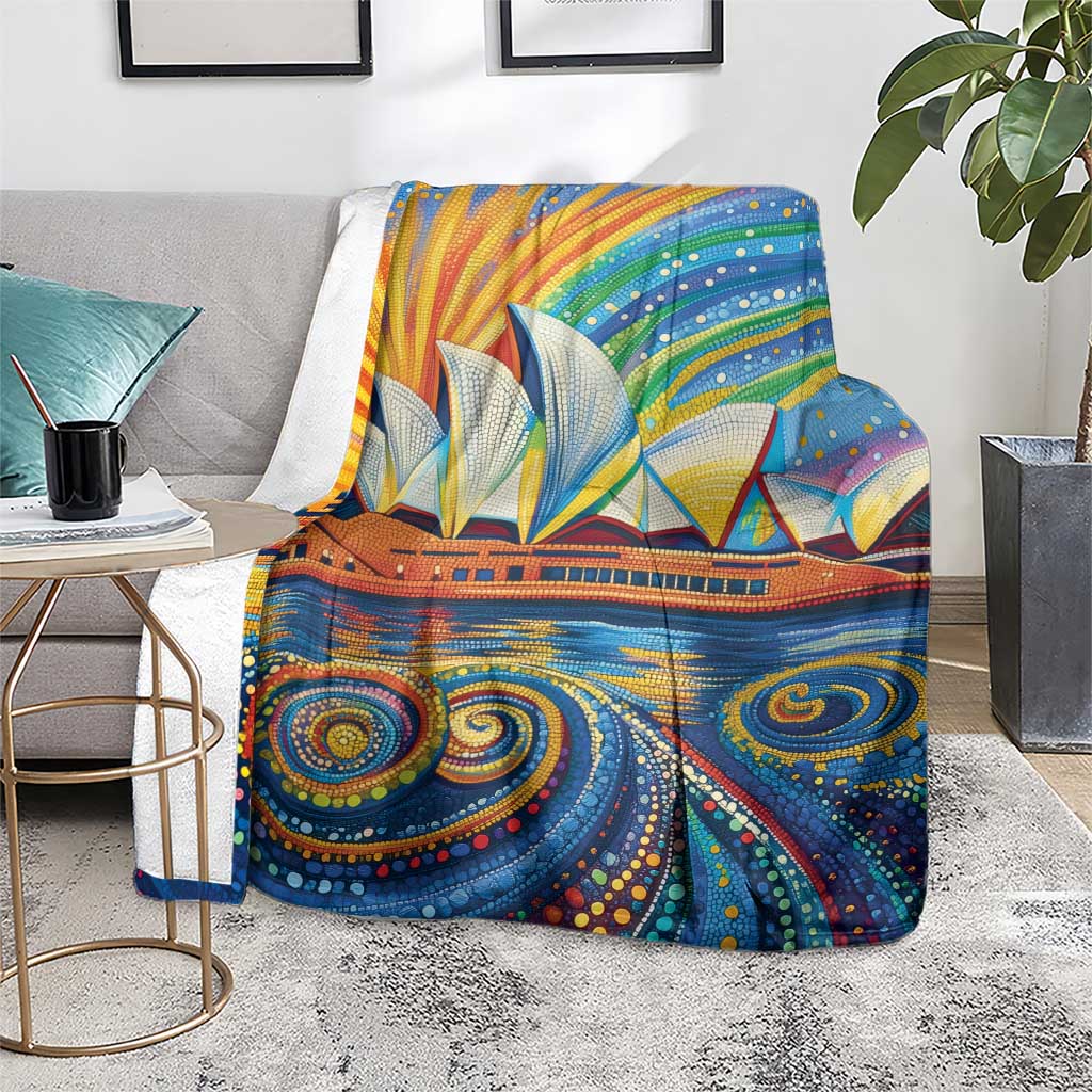 Sydney Opera House Blanket Aboriginal Dot Painting