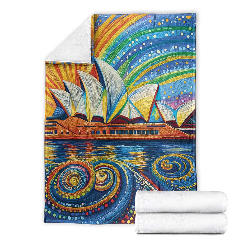 Sydney Opera House Blanket Aboriginal Dot Painting