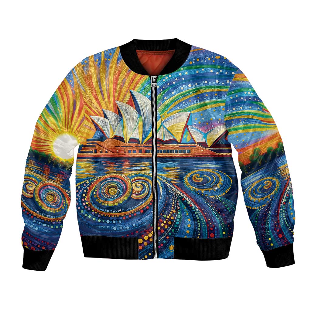 Sydney Opera House Bomber Jacket Aboriginal Dot Painting