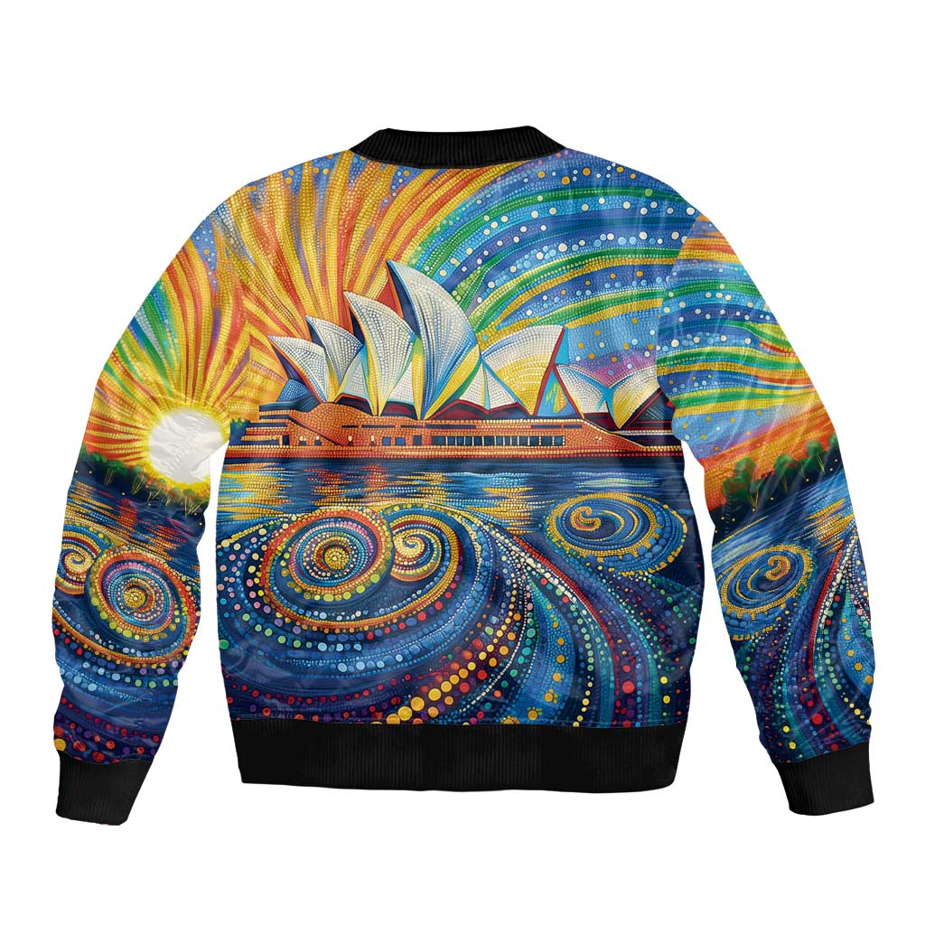 Sydney Opera House Bomber Jacket Aboriginal Dot Painting