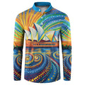 Sydney Opera House Button Sweatshirt Aboriginal Dot Painting
