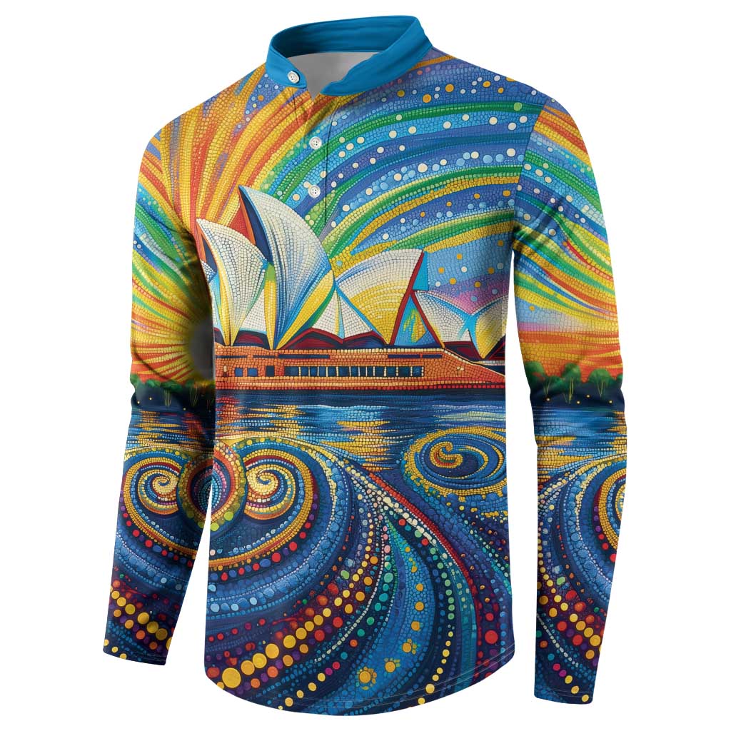 Sydney Opera House Button Sweatshirt Aboriginal Dot Painting